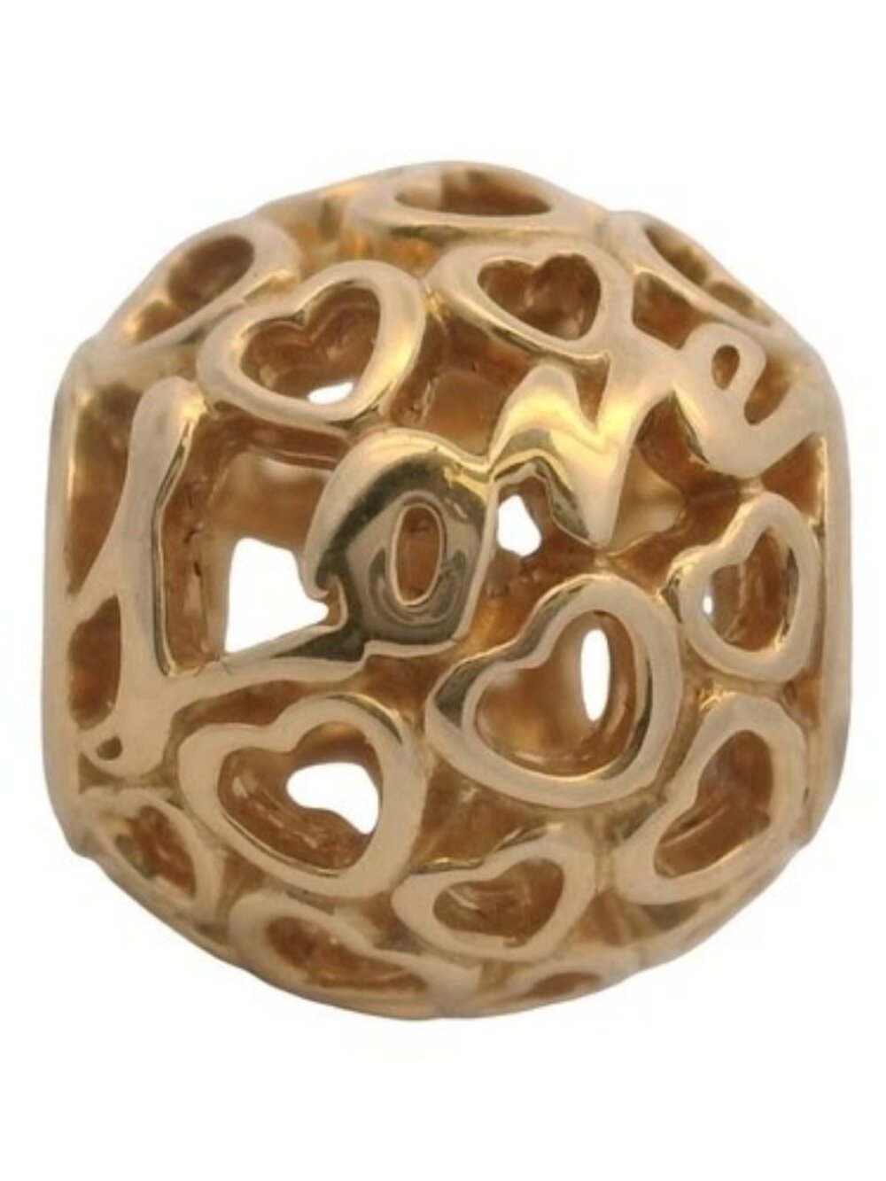 Pandora Rare Retired 14kt Yellow Gold Glowing With Love Hearts Bead Spacer Charm